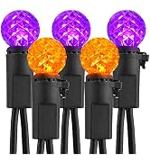 Brizled Purple Orange Halloween Lights, 24.67ft 70 LED G12 Halloween String Lights Outdoor, 120V ...