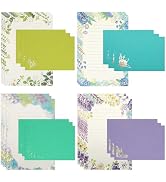 KSIWRE Stationary Paper Set,24 Gold Foil Stamping Letter Paper with 12 Envelopes,Cute Lined Stati...