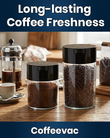 CFV2 Coffeevac 1 lb 1.85L airtight coffee storage container in black, front view