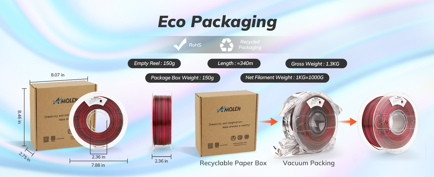 Silk PLA 3D Printer Filament, Shiny Multicolor Rainbow PLA Filament 1.75mm