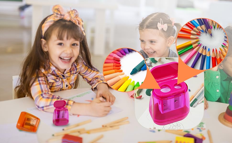 Colored Pencil Sharpener for Kids & Adults, Portable Pencil Sharpener for Travel School Office