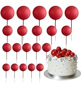 ASTARON 20 Pcs Ball Cake Topper Decorations Mini Balloons Cake Topper Sticks Red Balls Cake Picks...