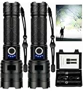 THY TRY Rechargeable Flashlights 99,000 High Lumens - 2 Pack, Super Bright Flash Light with 5 Lig...