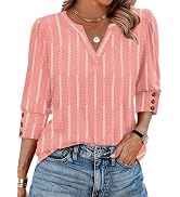 WIHOLL 3/4 Length Sleeve Womens Tops with Button Cuffs Blouses Dressy Casual V Neck Summer Outfit...