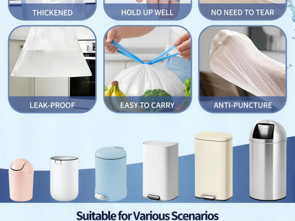 6 gallon bathroom trash bags drawstring clean garbage bags unscented plastic trash can liners