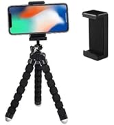 Acuvar Phone Tripod, Flexible Tripod for iPhone and Android, Portable Small with Phone Clip for V...