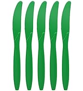 Amcrate Green Disposable Medium Weight Plastic Knives - Ideal for Weddings, Party’s, Birthdays, D...