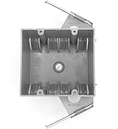 2-Gang PVC Electrical Box, Grey Outlet Box, Two Gang New Work Junction Box, Captive Nails, 32 cu....