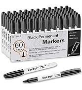 Keebor Advanced Permanent Markers Fine Tip , 60 Pack Black Permanent Marker Set, Waterproof - Qui...