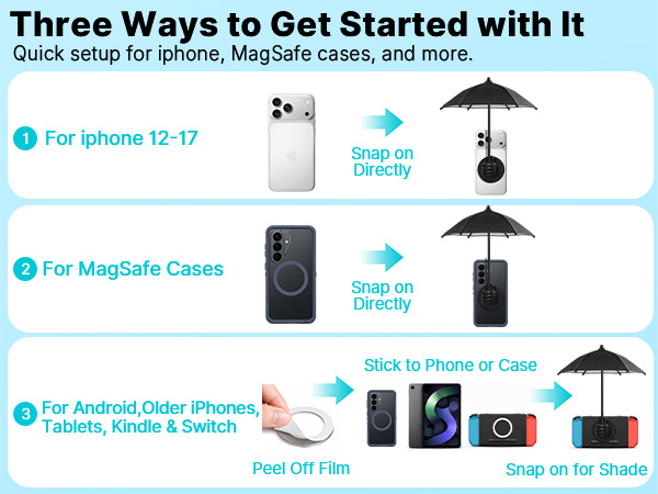 Magnetic Thumb Up Base Phone Umbrella for Sun iphone Gift for Women Men Girls Teen Adults Boy