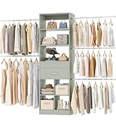 Besiost Closet System, 4-8 FT Closet Organizer Tower with 2 Wooden Drawers and Shelves, Can Fit 6...