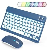 SOPPY Portable Bluetooth Keyboard and Mouse with Backlight, Rechargeable Mini Keyboard for Travel...