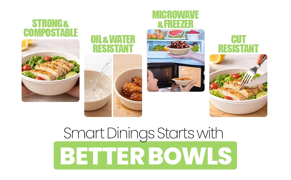 Strong oil & water resistant bowls