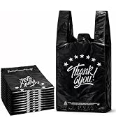 YoYoRain Black Thank you T shirt bag, Grocery shopping bag Reusable and Disposable Supermarket Ba...