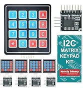 LONELY BINARY 5-Sets I2C Soft 4x4 Matrix Keypad Kit - 5pcs Soft Membrane Keypads 4 x 4 16 Keys Ke...