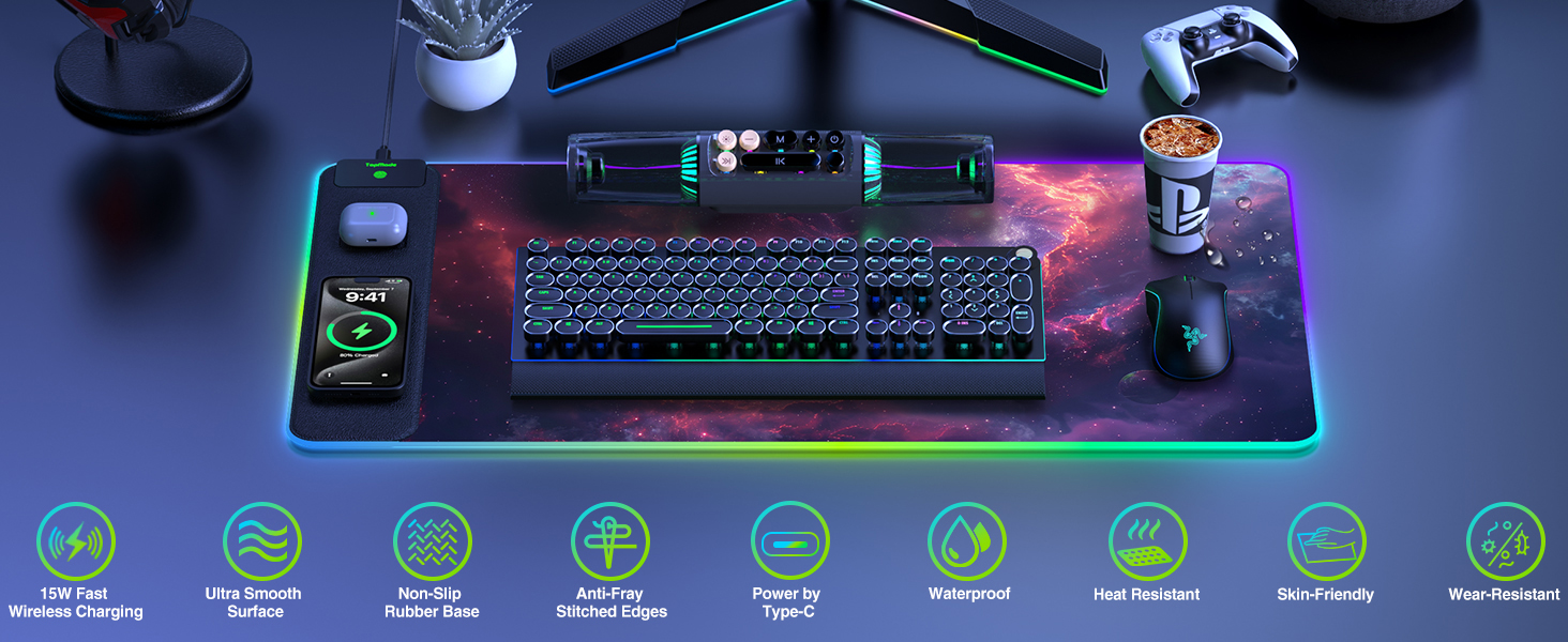 rgb desk mat pad mouse