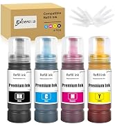 EXCERCUS Ink Refill Bottles Compatible for Ecotank ET-2760 ET-4760 ET-2750 ET-2720 ET-3760 ET-285...