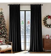 Joydeco Pinch Pleated Velvet Curtains 84 Inch Long 2 Panel Set for Living Room Bedroom, Back Tab ...
