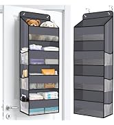 WISELIFE Over The Door Organizer Storage with 4 Large Pockets Door Hanging Organizer with Clear W...