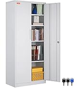VEVOR Metal Storage Cabinet, Steel Locking Storage Cabinet with 2 Magnetic Doors and 4 Adjustable...
