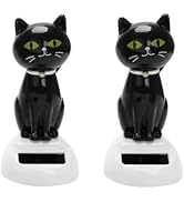2Pcs Black Solar CatDoll Dancing Cat,Figure Car Ornament,Dancing Ornaments Solar Powered Car Deco...