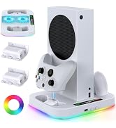 Cooling Stand for Xbox Series S with RGB Light, MENEEA Fast Charger Station with 2x1400mAH Batter...