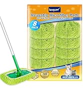 KEEPOW Reusable Microfiber Mop Pads Compatible with Swiffer Sweeper Mop, Dry Sweeping Cloths, Was...
