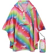 SaphiRose Lightweight Kids Rain Poncho Jacket Waterproof Outwear Rain Coat
