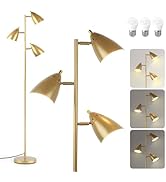 Tree Floor Lamp for Living Room, Industrial 3-Light Standing Lamp with 3 LED Bulbs, Adjustable Ro...