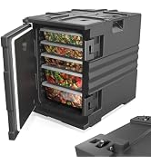 ROVSUN Hot Box Food Warmer, Insulated Food Pan Carrier w/Wheels Double Buckles and Handles, Stack...