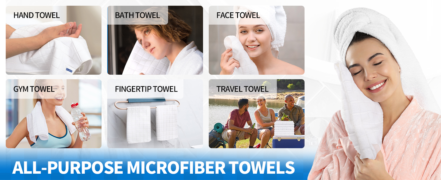 White Microfiber Bathroom Hand Towels