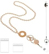 Disstong Wooden Beaded Lanyard for Women, ID Badge Holder for Teacher, Retractable Breakaway Keyc...