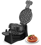 180° Flip Double Waffle Maker, Belgian Waffle Iron 1400W, 8 Slices, Rotating & Nonstick Plates, R...