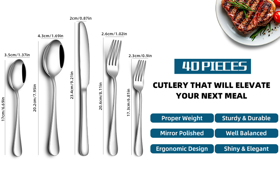40 Pieces Perfect Flatware Set for 8