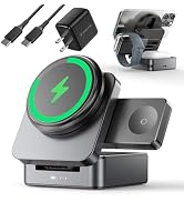 ZEEHOO 3-in-1 Foldable Magnetic Wireless Charging Station, Qi2 Certified 15W Travel Charger Stand...