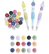 NUKAYAI 20mm Rhinestone Beads 20Pcs Chunky Bubblegum Beaded Pens for Bracelet Jewelry Making Clay...