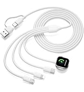 4 in 2 Multi Charging Cable for Apple Watch Charger, USB C Universal Travel Charger with Type C/L...