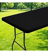 Moosfor Spandex 6 Foot Rectangle Table Cloth, Elastic Fitted Tablecloths for Picnic, Stretch Wash...