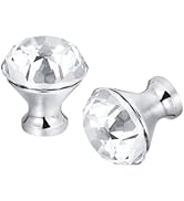 OSALADI 2Pcs Crystal Glass Knob Handles Transparent White Diamond Drawer Pulls for Cabinets Wardr...