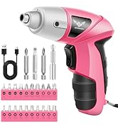Electric Screwdriver 24pc 3.6V Pink USB Small Power Screwdriver Set. Cordless & Rechargeable with...