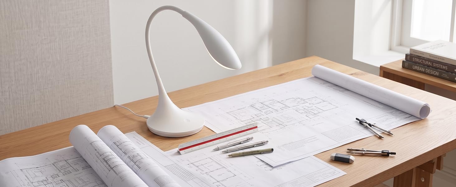 Lamp on architect's desk