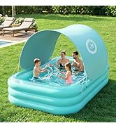 HeySplash Inflatable Pool with Canopy, Large Inflatable Swimming Pool for Adults & Kids, Blow Up ...