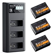K&F CONCEPT 3-Pack LP-E17 Battery and Upgraded 3-Slot LCD Charger Compatible with Canon EOS R50 R...