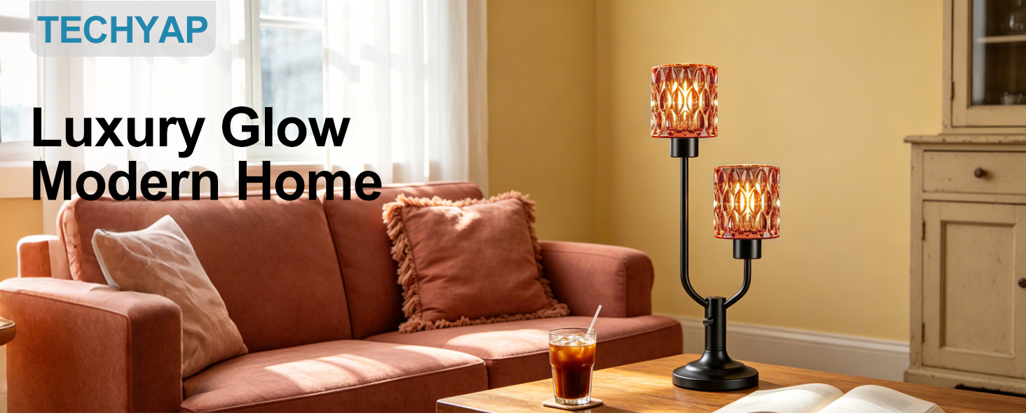 Mid Century Modern Glass Table Lamp Dimmable
