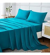 ILAVANDE Teal Queen Sheets Set, 4 Piece Hotel Luxury Super Soft 1800 Series Microfiber Queen Bed ...
