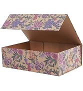 Vintage Kraft Peony Floral Gift Box with Magnetic Lids 13.7x9x4.3inch,Large Bridesmaid Proposal B...