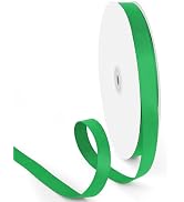 HimBen 5/8 Inch 100 Yards Solid Grosgrain Ribbon Green, Polyester Fabric Ribbon 1 Roll for Gift W...