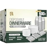 600pcs Plastic Dinnerware Set 100 Guest, Silver Plastic plates for party, Silver Party Plates Set...