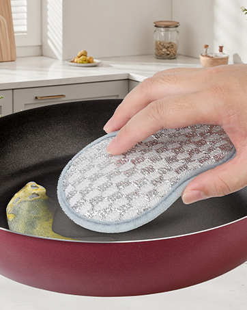 Multi-Purpose Scrub Kitchen Sponges, Dual-Sided Non-Scratch Microfiber & Metal Scrubber
