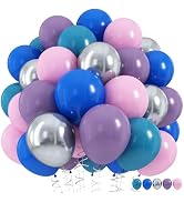 Blue and Purple Pink Balloon Set, 60Pcs 12 Inch Dusty Lavender Purple Turquoise Dark Blue Pastel ...